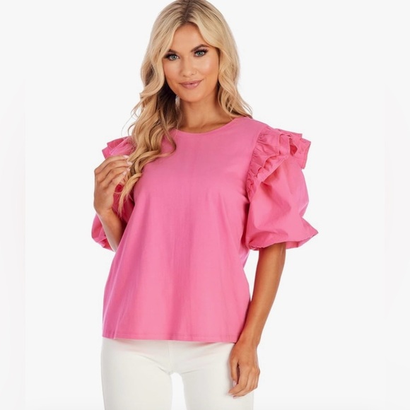 Tops - Women’s Barbie Pink Cotton Poplin Ballon Sleeve Blouse